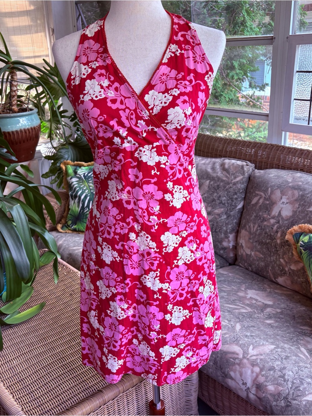 Angie Bright Pink and Red Floral Print dress